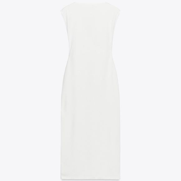Zara Wrap Ruched White Dress - Picture 3 of 7